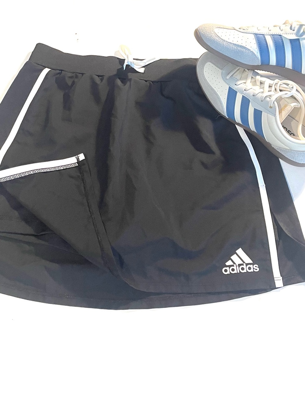NWOT: adidas Black Mini Skirt with White Trim